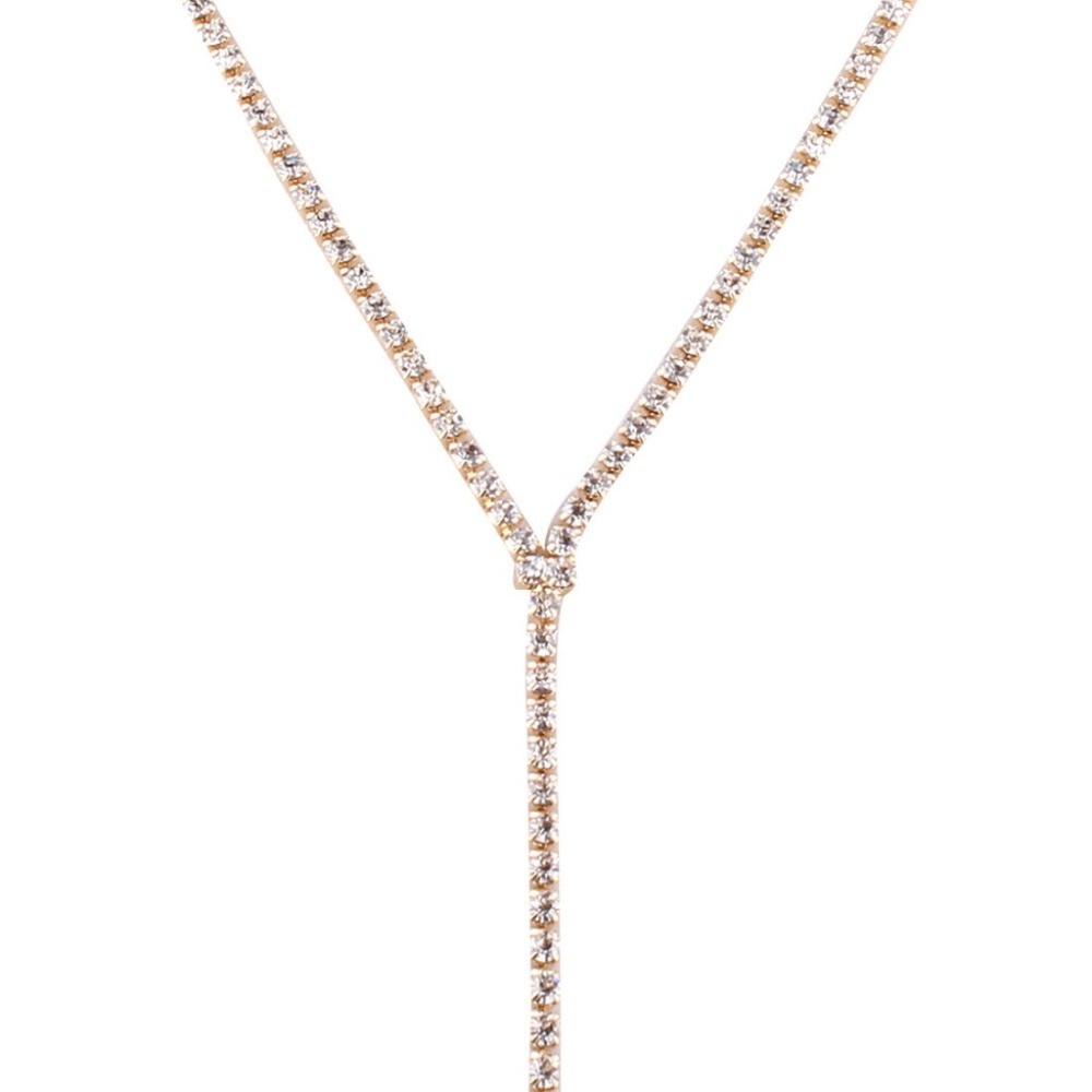 C24 | Dainty Gold Rhinestone Choker Chain Necklace - Picture 7 of 8